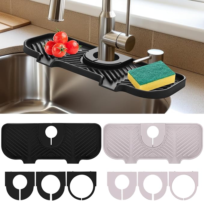 Teenyyou 2 Pcs Silicone Faucet Splash Guard 10.6 ” x 4.3” Kitchen Sink Splash by Teenyyou