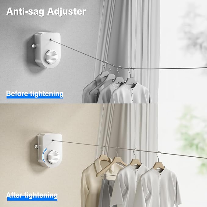 MUSTORN Retractable Clothesline Indoor, Non-Sagging Outdoor Clothes Line - Image 3