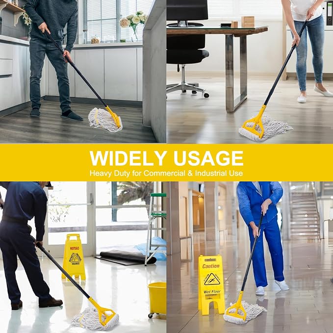 Commercial Mop with 3 Large Replacement Heads, Heavy Duty Industrial Mops - Image 2