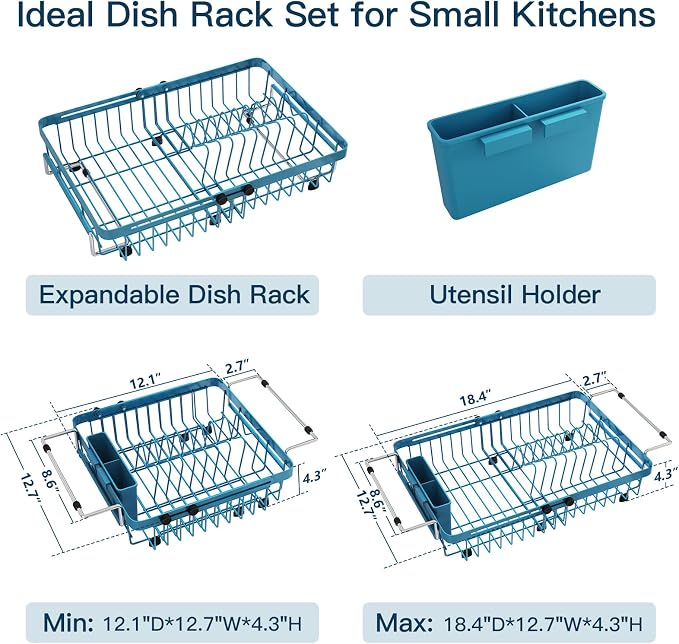 Blue Dish Drying Rack Over The Sink - Image 9