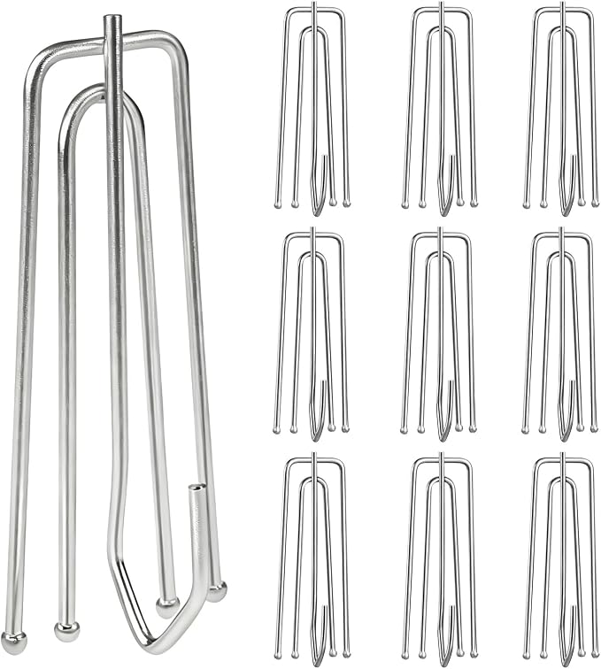 60 Pcs Stainless Steel Curtain Pleat Hook 4 Prongs Pinch Pleat Hooks Curtain by YMDparts