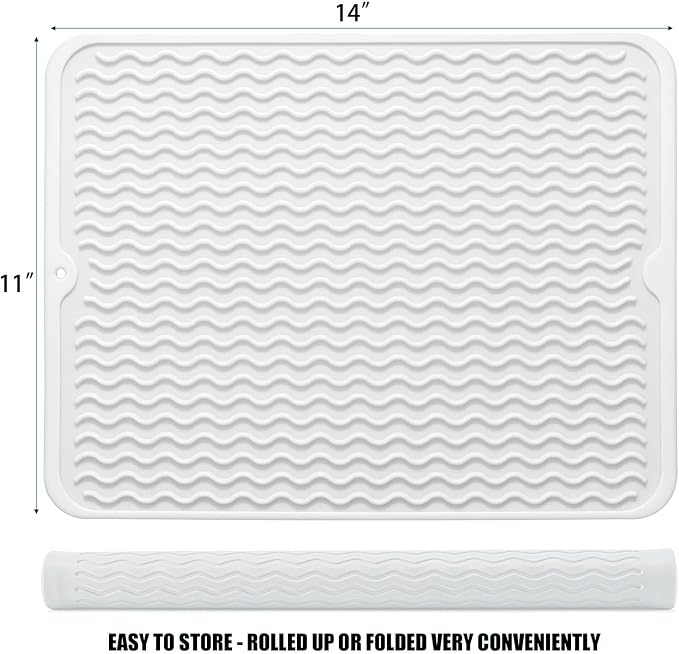 Silicone Dish Drying Mat, Non-Slip Easy Clean Sink Mat, Large Heat-resistant - Image 2