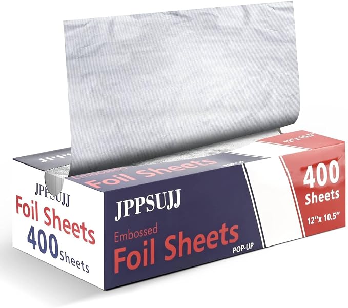 400 Count Aluminum Foil Sheets, Embossed Foil Sheets, Sandwiches, Food Wrap by JPPSUJJ