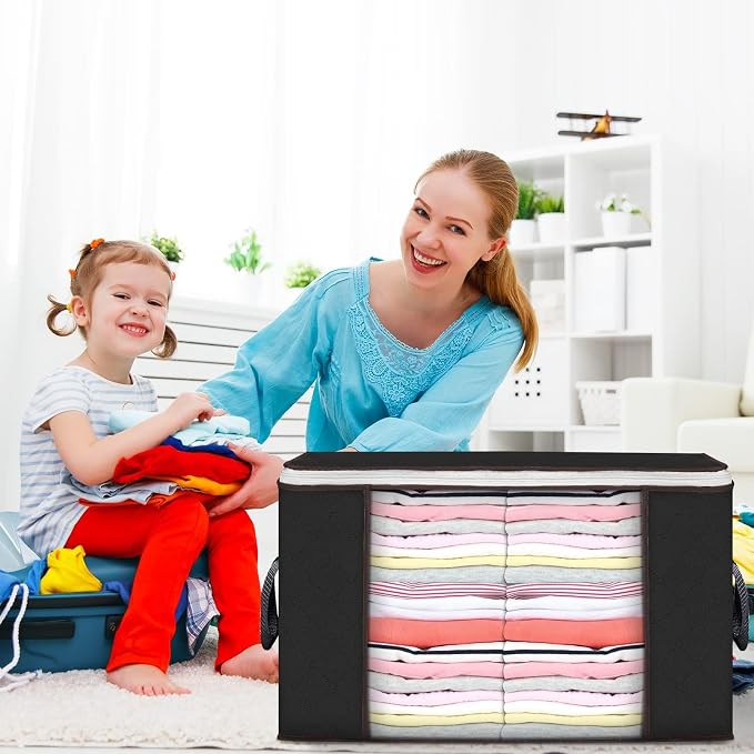 90L Large Storage Bags, 10 Pack Clothes Storage Bins Closet Organizers | - Image 7