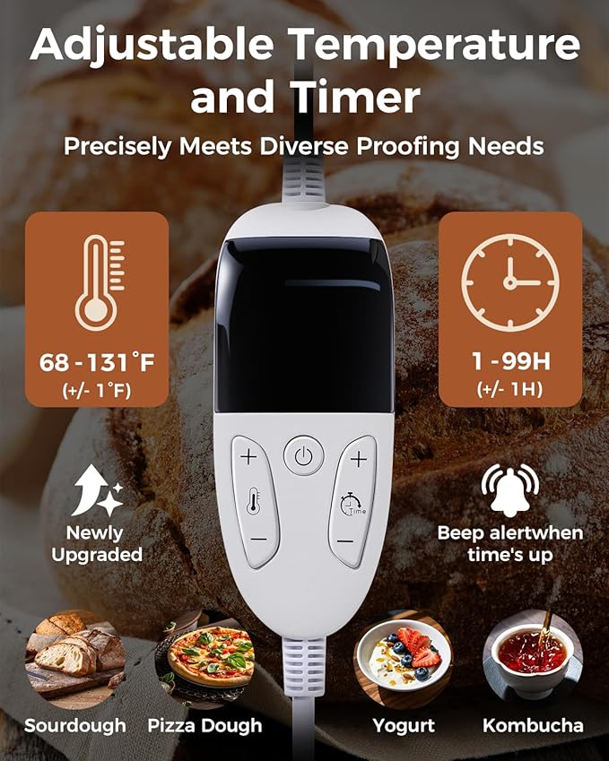 Foldable Bread Proofing Box, 36L Electric Dough Proofer, with 99H Timer & 68–131℉ Precision Temperature Control for Sourdough Starter, Home Bread Maker Cabinet for Pizza, Yogurt, Chocolate