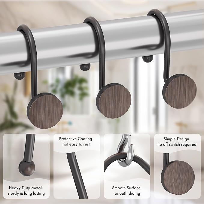 AmazerBath Shower Curtain Hooks Bronze Shower Curtain Rings Heavy Modern - Image 4