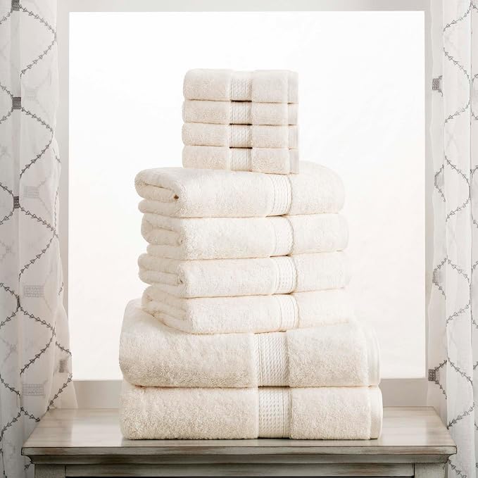 SUPERIOR Egyptian Cotton Ultra Plush & Absorbent, 10 Piece Set, Cream | Quick by SUPERIOR