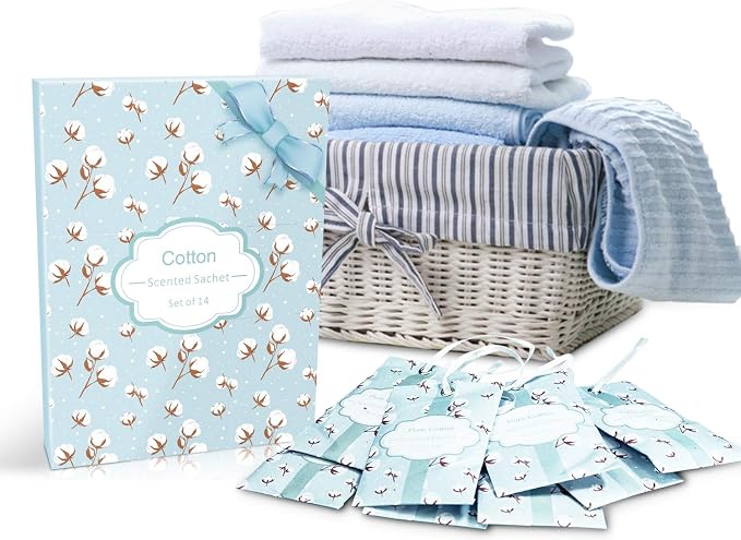 SCENTORINI Scented Sachets for Drawer and Closet, Cotton Scent 14 Pack - Image 3