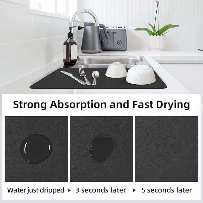 LOPNUR Large Dish Drying Mat for Kitchen Counter, Quick-Drying & Heat-Resistant - Image 3