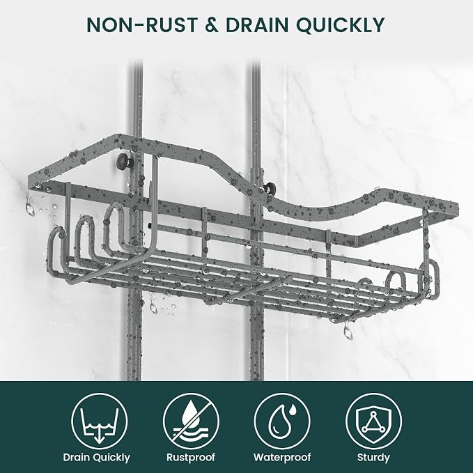 REINHARDT Adjustable Shower Caddy Hanging Rustproof Shower Organizer - Image 3