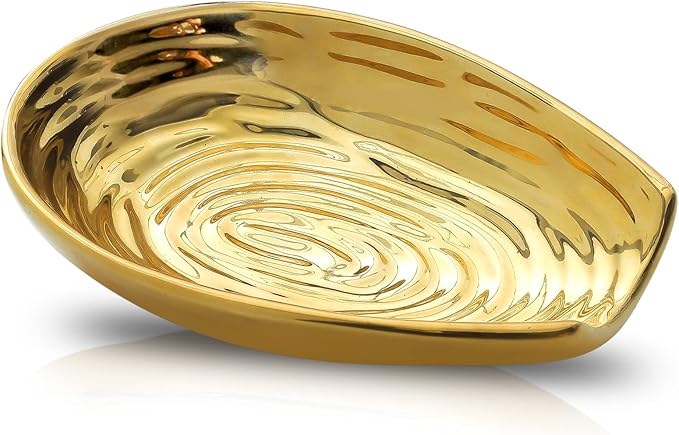 Hasense Spoon Rest for Stove Top, Ceramic Gold Spoon Holder for Stove Top and Kitchen Counter, Large Stable Heat-resistant Utensil Rest for Cooking, Spatula Ladles Tongs, Home Kitchen Decor, 1 PC