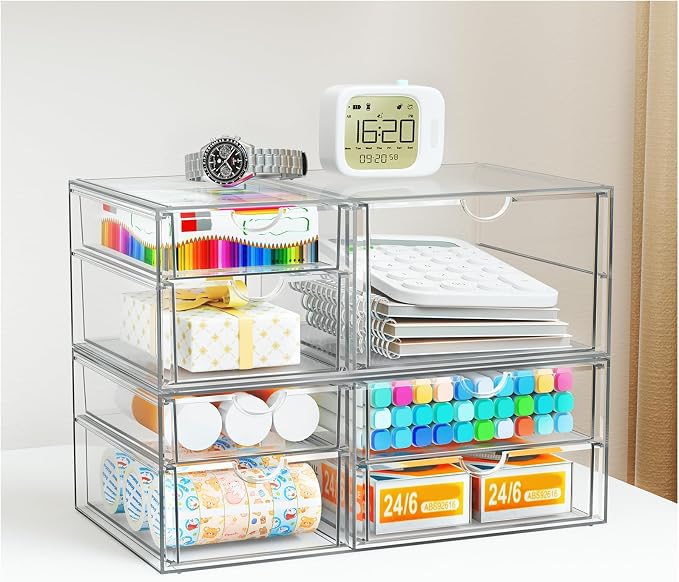 Stackable Storage Drawers, Acrylic Organizers, 7 Drawers | Makeup Organizer - Image 2