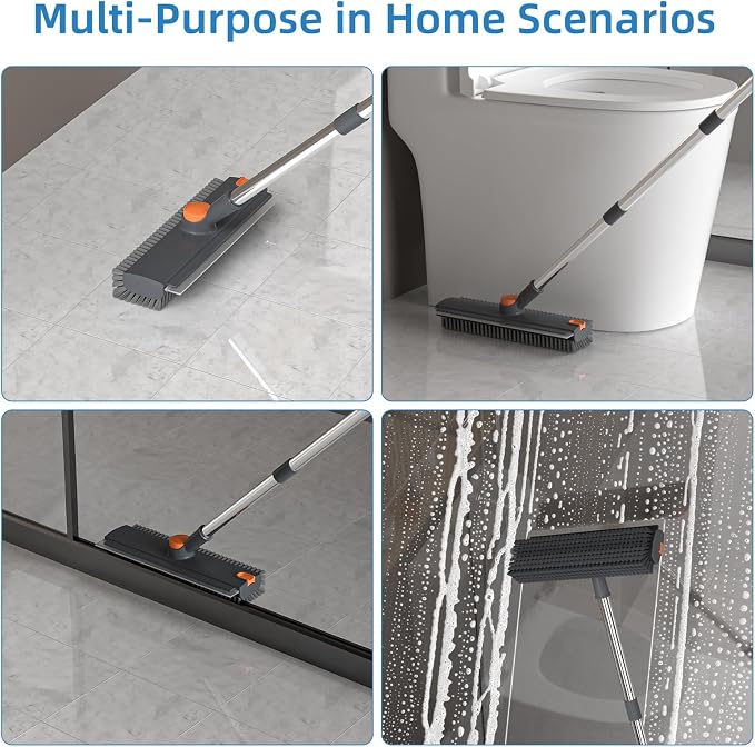 Floor Scrub Brush with Long Handle, 3 in 1 Scrape and Heavy-Duty Stiff Bristle - Image 5