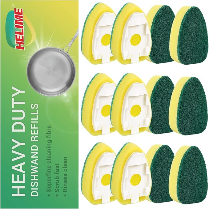 Dishwand Refills Sponges Heads, Non-Scratch Dish Wand Refill Replacement | Fits by HELIME