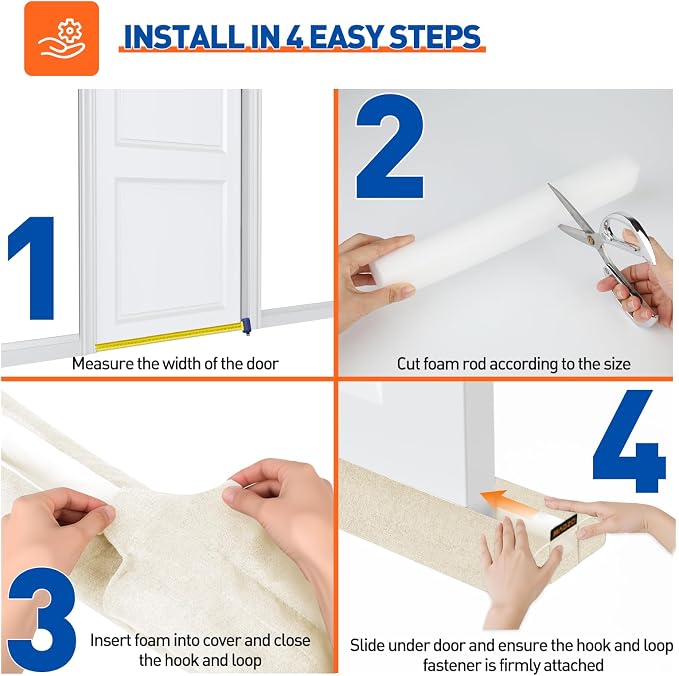 MAGZO Under Door Draft Stopper, 36 Inch Adjustable Door Gap Filler, Dust & - Image 5