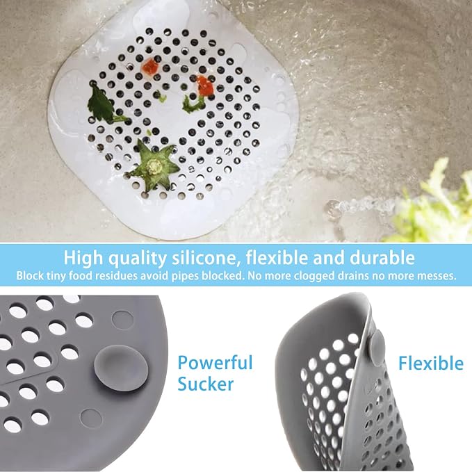 4 Pack Drain Hair Catcher Durable Silicone Hair Stopper Shower Drain Covers - Image 4