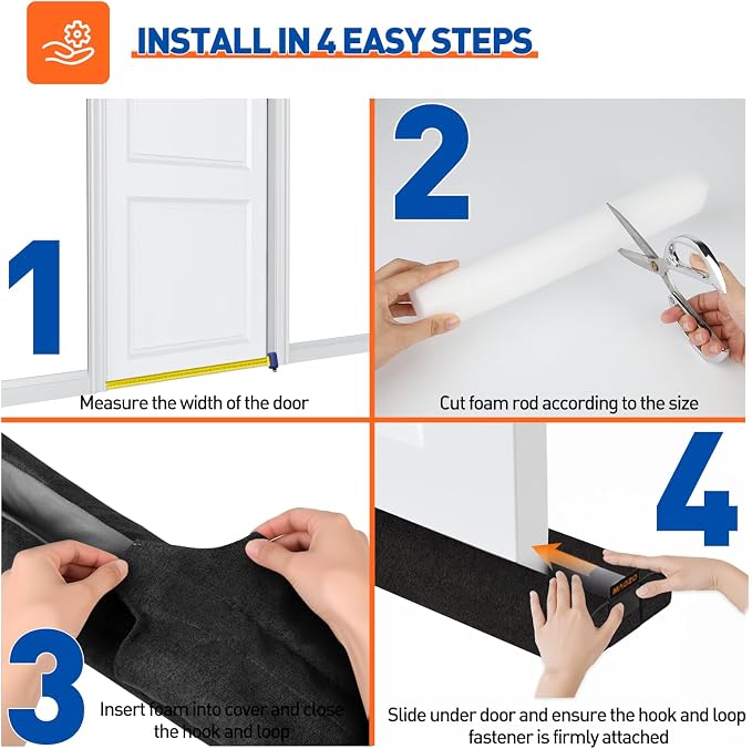 MAGZO Under Door Draft Stopper, 36 Inch Adjustable Door Gap Filler, Dust & - Image 5