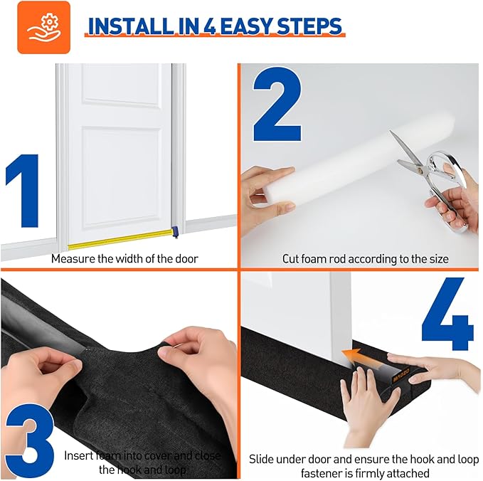 MAGZO Under Door Draft Stopper, 2 Pack 36 Inch Adjustable Door Gap Filler - Image 4