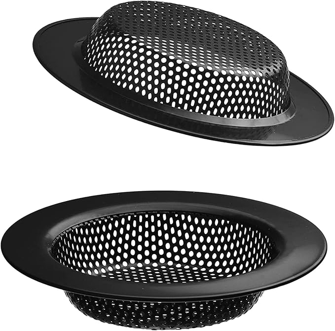 2 Pcs Black Stainless Steel Mesh Sink Drain Strainer, 4.5" Top / 3" Kitchen by BESSEEK