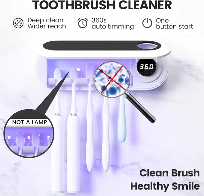 MIMORE Toothbrush Holder Wall Mounted, 5 Slots, 6-Minute Timer | Toothbrush - Image 2