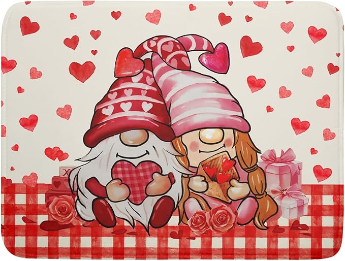 Love Gnome Dish Drying Mat 18"x24" Red Heart Microfiber Dish Drainer Rack Mat by Giwawa