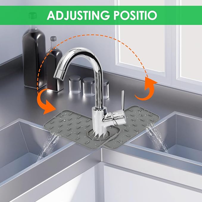Dimeho Sink Faucet Splash Guard Mat Silicone Soap Dish Pad Faucet Handle Drip - Image 3