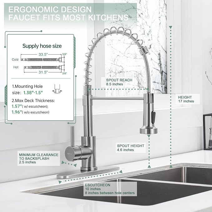 WEWE Brushed Nickel Kitchen Faucet - Image 2