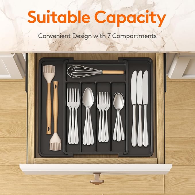 Lifewit Expandable Silverware Drawer Organizer, Kitchen Utensil Tray | BPA-free - Image 2