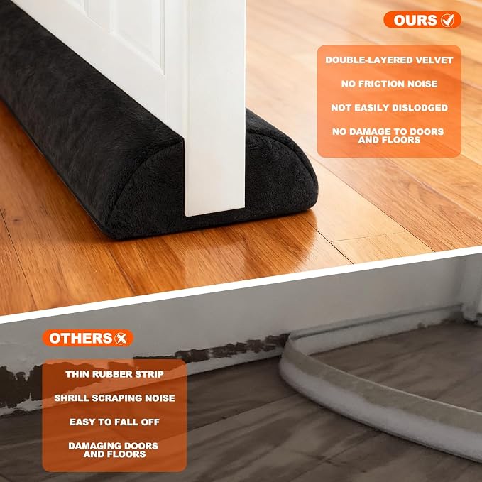 GDHOMM Door Draft Stopper, Door Sweep Noise Blocker Door Draft Guard - Image 4