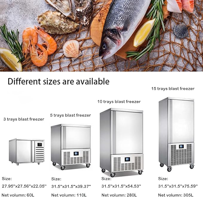 Kolice Commercial 5 Trays Blast Chiller, Chest Freezer, Batch Freezer for Restaurant, Hotel, School, Bakery, Canteen to Freeze Dough,Pastry, Hard Ice Cream, Chicken, Fish & Dessert, 40F"