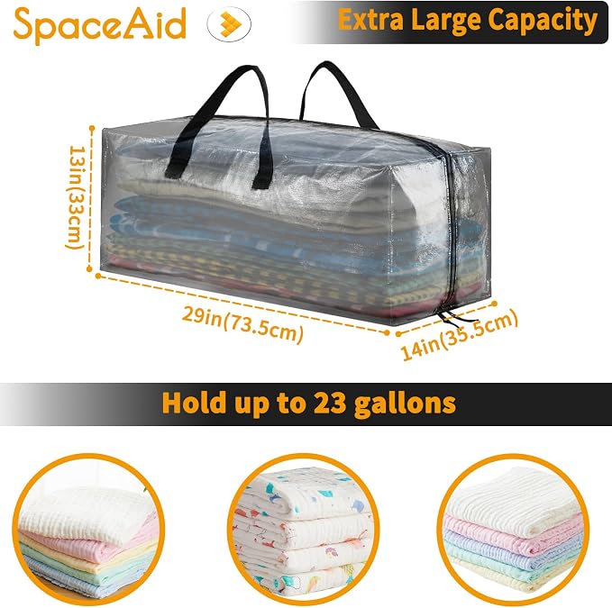 SpaceAid Heavy Duty Moving Bags, Extra Large Storage Totes W/Backpack Straps - Image 5