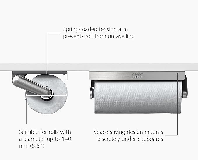 Joseph Joseph RollGrip Under Cabinet Paper Towel Kitchen Roll Holder, - Image 5