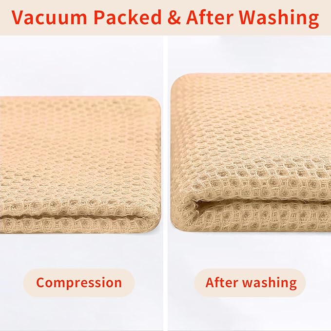 Homaxy 100% Cotton Waffle Weave Kitchen Dish Cloths 8-Pack, Apricot | 12 x 12 - Image 7