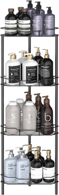 HuggieGems Metal Floor Standing Corner Shower Caddy, Matt Black, 4 Tier by HuggieGems