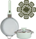 GoodCook Ceramic Cookware Set 5-Piece with Removable Handle, Induction Compatible, Nonstick and Oven Safe with 8-Inch Frypan, Sage Green