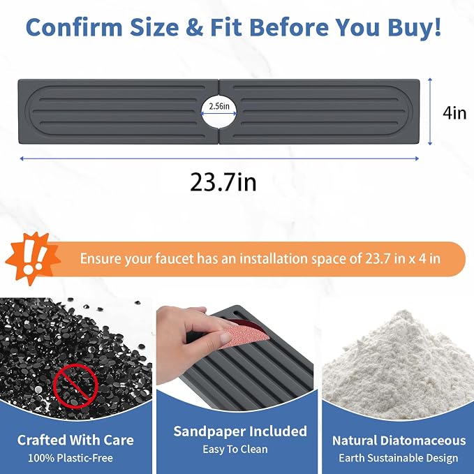 Faucet Mat for Kitchen Sink, Water Absorbent Kitchen Faucet Mat, Durable Sink - Image 3