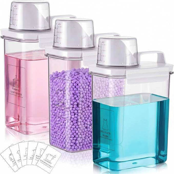 Tatuo 3 Pack Laundry Detergent Dispenser 61 oz Clear Liquid Container by Tatuo