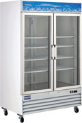 Kratos Commercial Two Door Merchandising Refrigerator, Two Swing Door Mobile White Display Refrigerator for Shops and C Stores, 53" Wide, LED Lighting, 115V (67K-207)