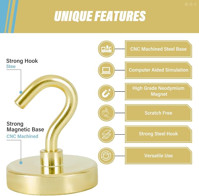 Neosmuk Magnetic Hooks, 130lb Heavy Duty, 10 Pack - Image 5