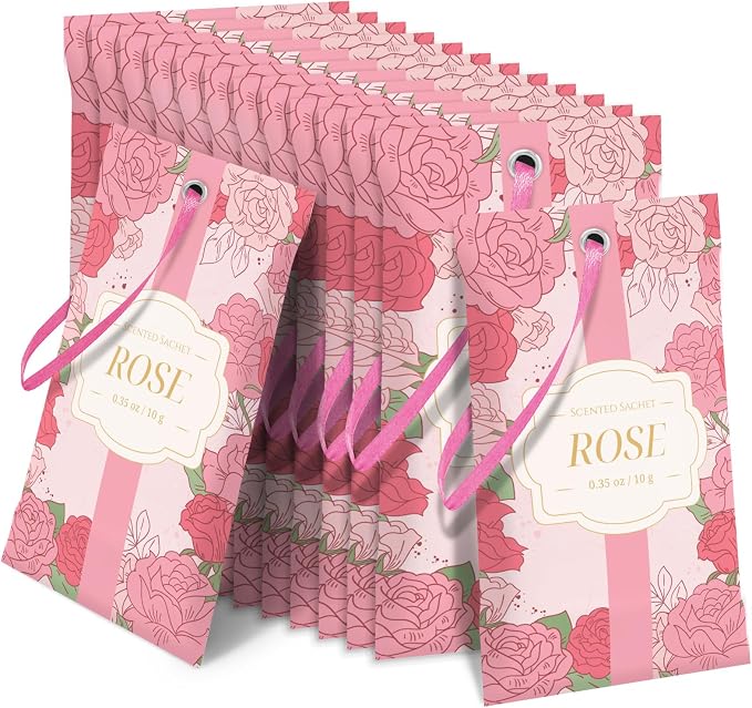 STRN Scented Sachets for Drawer and Closet, Rose Scent 14 Pack for Home by STRN-Delicate%C2%B7Cozy%C2%B7Stylish