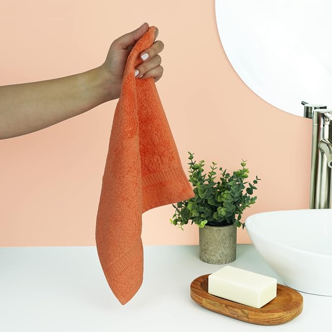 Chakir Turkish Linens 100% Cotton 4-Pack Washcloths 13x13, Coral | Premium - Image 2