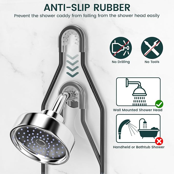 REINHARDT Adjustable Shower Caddy Hanging Rustproof Shower Organizer - Image 4