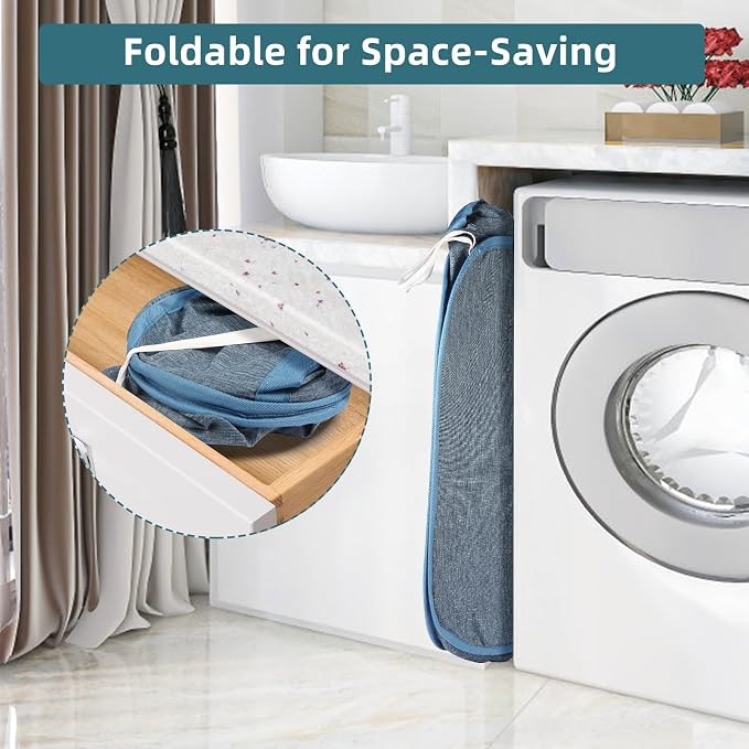 2 Pcs Collapsible Laundry Baskets, Tear Proof Pop Up Laundry Hamper - Image 3