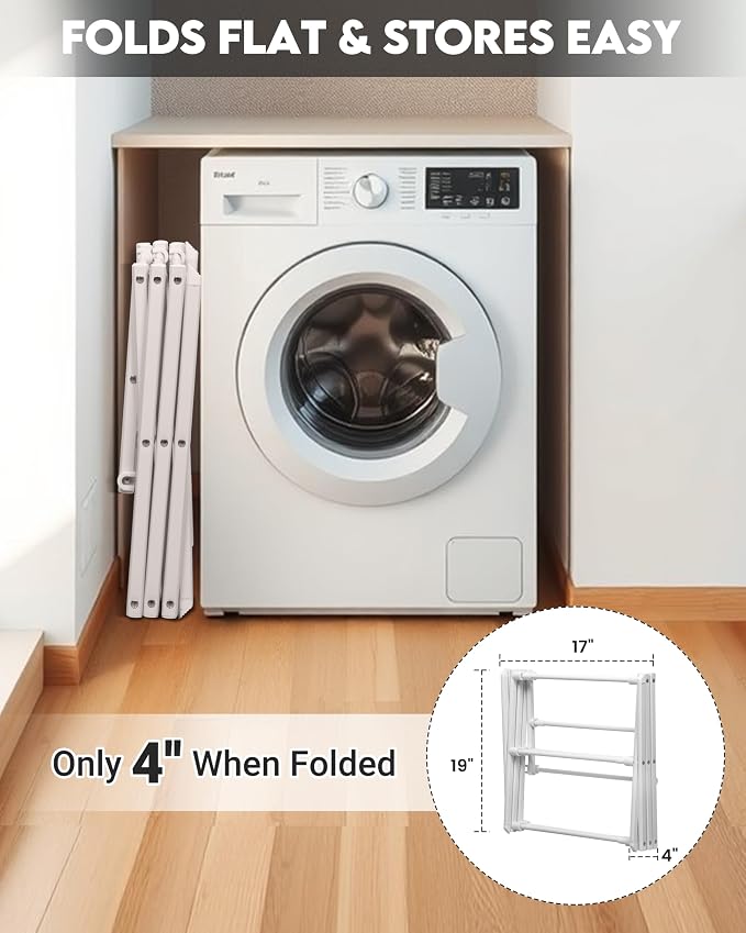 3-Tier Metal Folding Clothes Drying Rack, Laundry Drying Rack Clothing | - Image 5