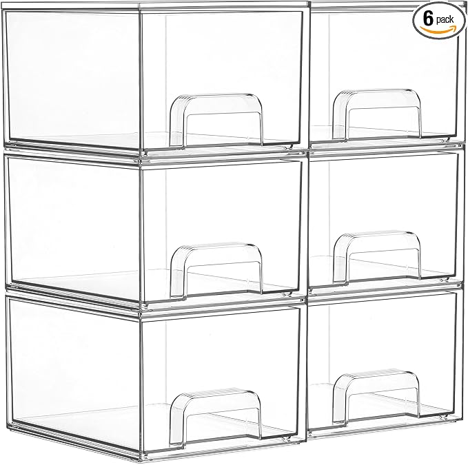 Vtopmart 6 Pack Small Clear Stackable Storage Drawers by Vtopmart