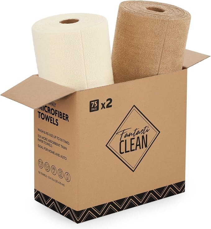 Fantasticlean Microfiber Cleaning Cloth Rolls-150 Sheets, Tear-away Microfiber by Fantasticlean