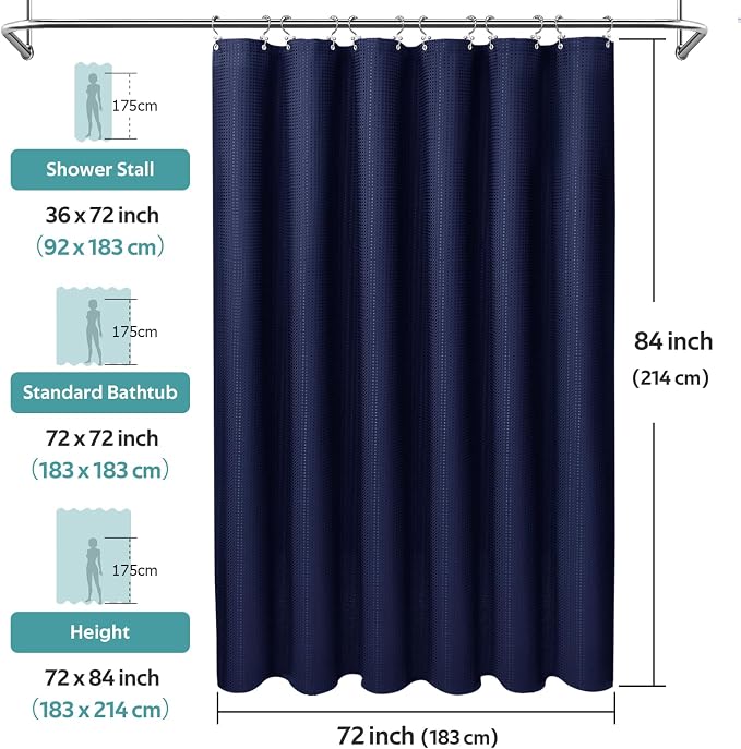 Vipfree 3 in 1 Shower Curtain Set, Waffle Shower Curtain and Liner Set - Image 6