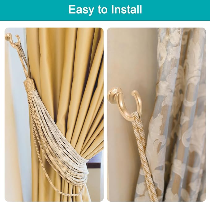 uxcell 4Pcs Curtain Holdback, Aluminum Alloy Wall Mounted Curtain Holders - Image 4