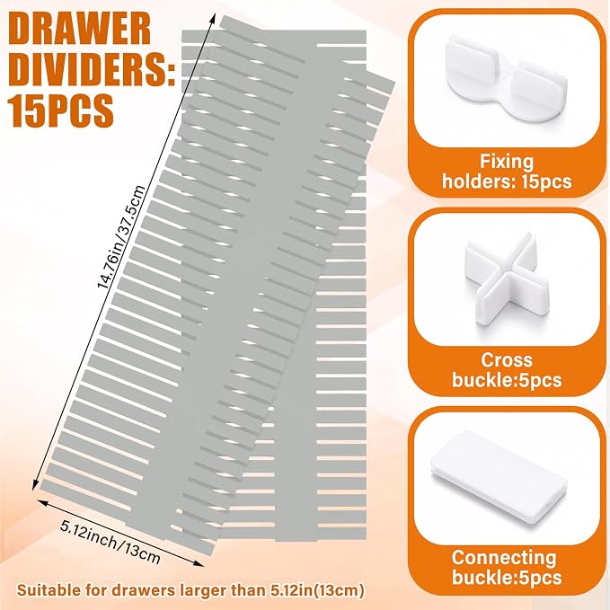 Blosssound 15 Pcs 5.12 Tall Drawer Divider Adjustable Drawer Organizer - Image 2
