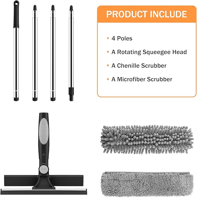 SetSail Window Squeegee with 66in Extension Pole 2-in-1 Window Cleaning Kit | - Image 3